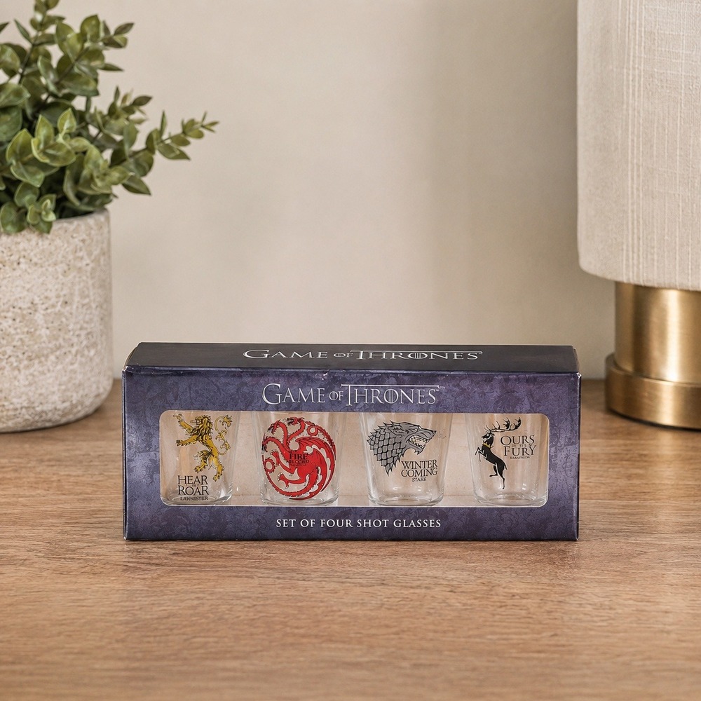 Game of Thrones‎ Shot Glass Set of 4 House Sigils Stark Lannister HBO Dark Horse